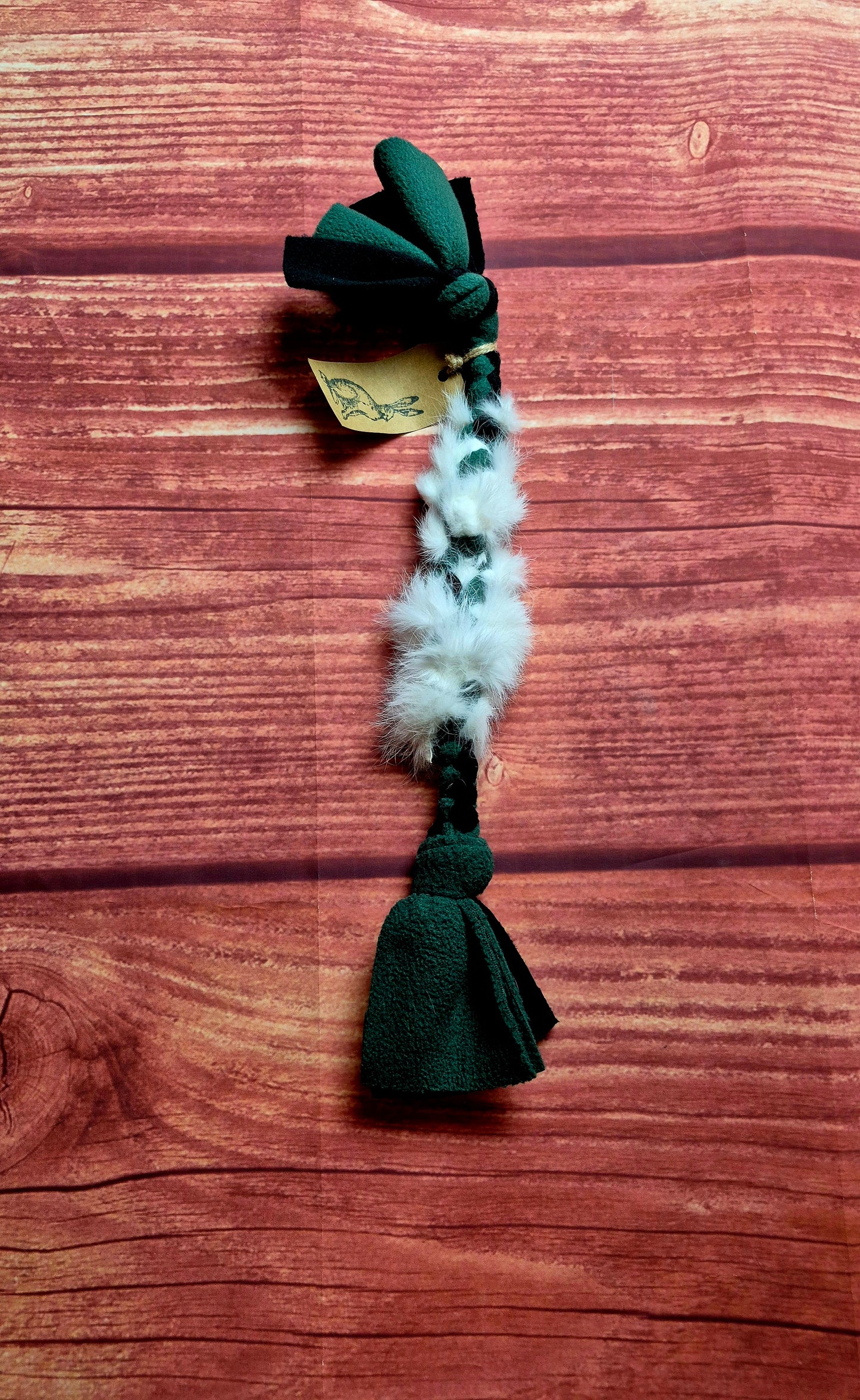 12" Bunny Fur Tug (Hunter Green/ Black)