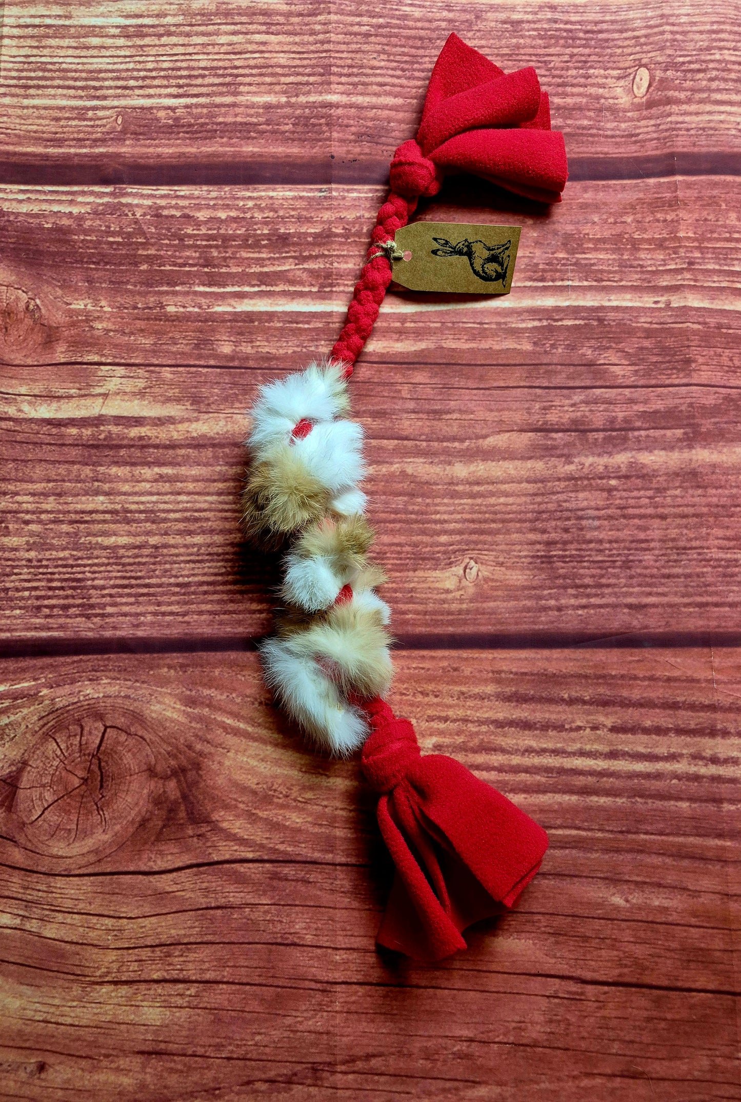 17" Bunny Fur Tug (bright red)