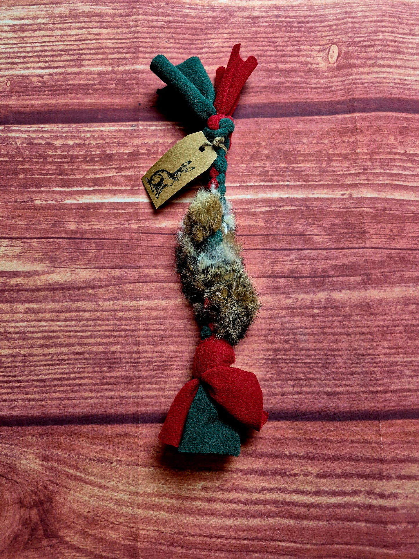 10" Bunny Fur Tug (Red/Hunter)