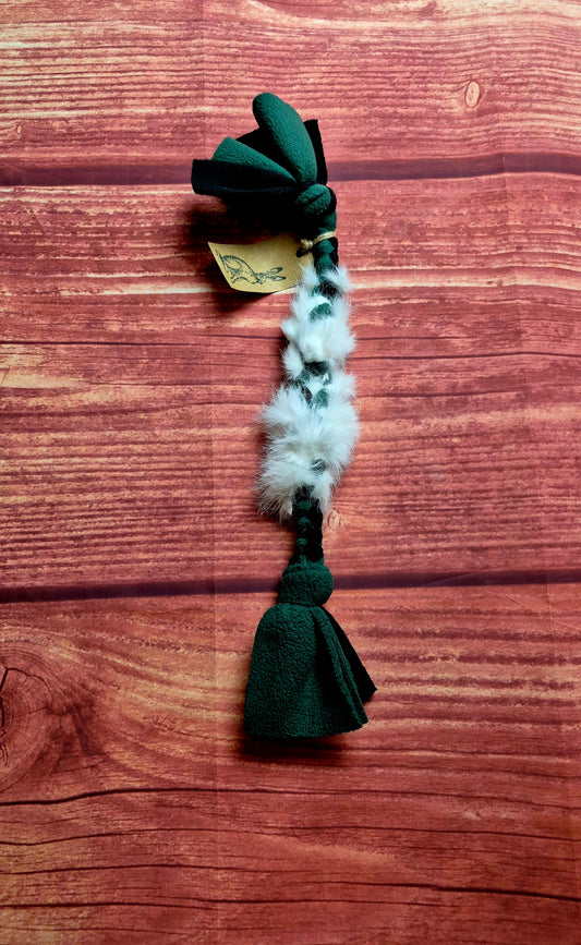 12" Bunny Fur Tug (Hunter Green/ Black) *